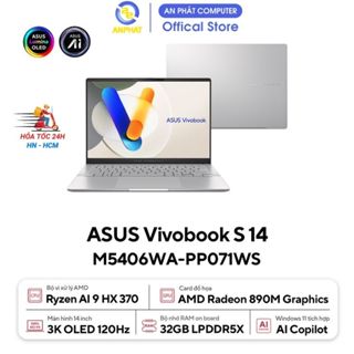 Laptop Asus Vivobook S 14 OLED M5406WA-PP071WS (AMD Ryzen AI 9 HX 370 | 32GB | 1TB |14 inch 3K OLED 120Hz)