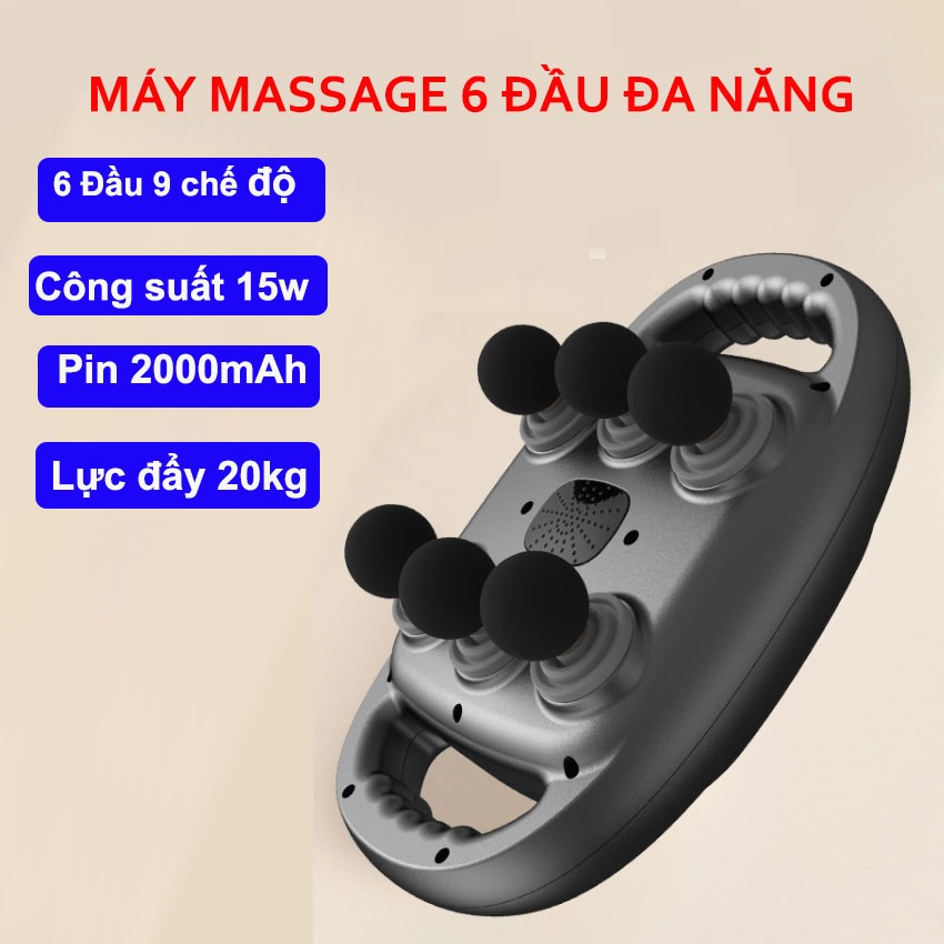 Máy Massage 6 Đầu 9 Chế Độ, Máy Massage Giảm Mỡ Toàn Thân 6 Đầu Mát Xa Cơ Cho Người tập GYM