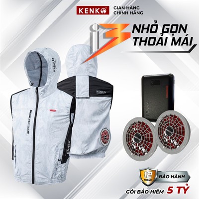 Bộ áo điều hoà gile và pin quạt KENKO I3 15v pin siêu nhẹ, quạt không chổi than, BH 12 tháng