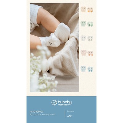 Set bao chân, bao tay Bubaby Molist nhiều màu cho bé yêu