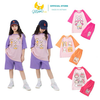 Đồ bộ bé gái, bộ quần áo cộc tay bé gái, bộ bé gái size đại 4-12 tuổi (20-48kg) Kuromi, Labubu LITIBABY, chất cotton mềm
