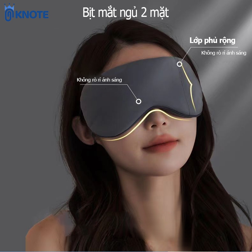 Bịt mắt ngủ KNOTE 2 mặt ấm và mát có dây điều chỉnh thiết kế thoải mái mềm mại an toàn giảm ánh sáng