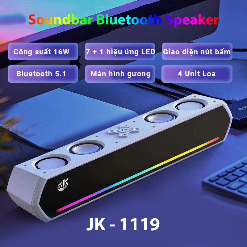 Loa bluetooth JK1119 - Công suất 16 W bass  4 unit loa - Tích hợp pin sạc 1500 mAh - LED RGB