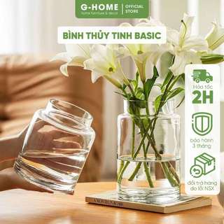  Bình hoa thủy tinh Basic trong suốt GHOME bình cắm hoa trang trí Tết decor phòng khách BTT23 M18 