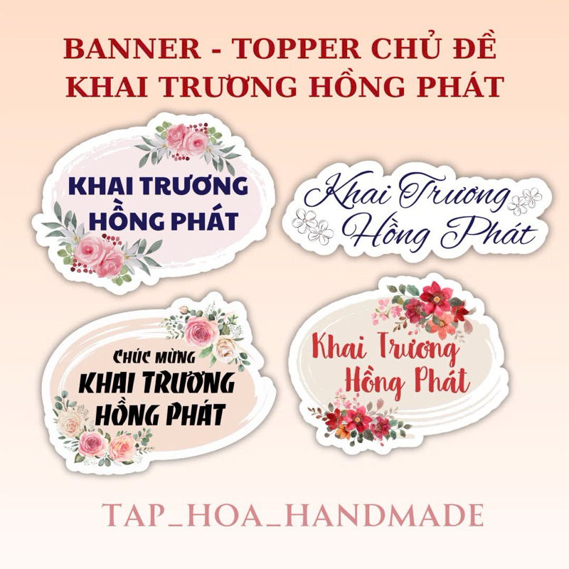 Túi 5 chữ topper, banner chủ đề khai trương hồng phát