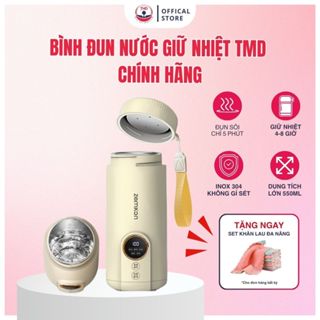 Bình đun nước siêu tốc mini cầm tay TMD 550ml Bình nước giữ nhiệt thông minh INOX 304 4 chế độ