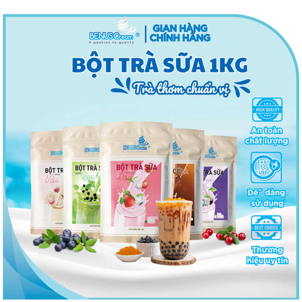 Bột Trà Sữa Hòa Tan BENUSCream 1kg/Túi- ( Trà Sữa 3 in 1 Hòa Tan)