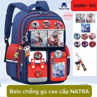  Balo chống gù cao cấp NATRA & NHỆN dành cho các bạn lớp 1 - lớp 7  tặng kèm 1 móc khoá  3 bức tranh và 6 ghim cài 