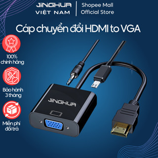 Cáp Chuyển Đổi HDMI To VGA Kèm Dây Audio 3.5 JINGHUA JH-Z138, Bộ Đầu Chuyển Cổng HDMI Ra VGA Cao Cấp