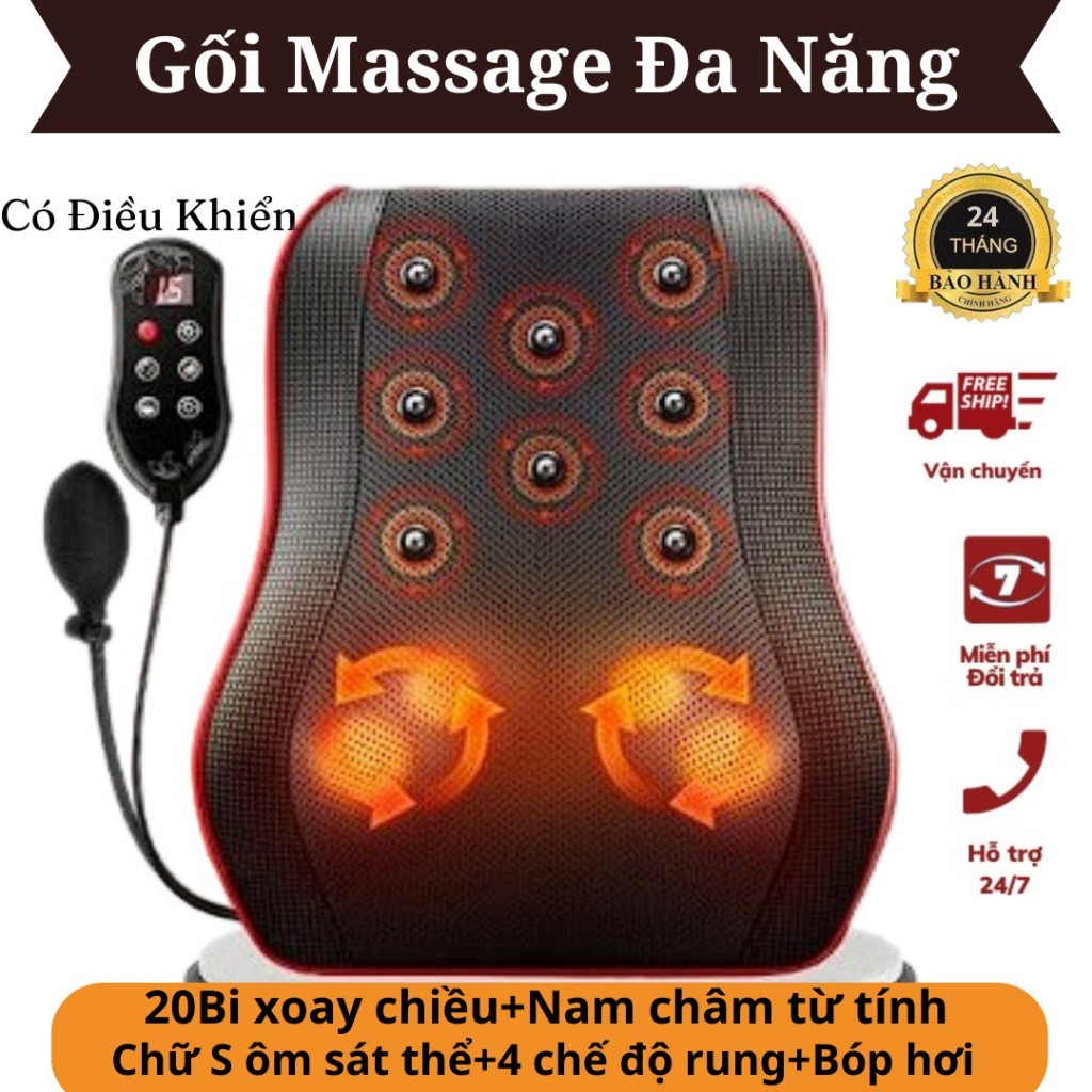 Gối massage vai gáy toàn thân đa năng cao cấp, Máy massage vai gáy thế hệ mới nhất BENBO