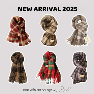 Khăn Len Cashmere Quàng Cổ Unisex Nam Nữ Dày Ấm, Khăn Len Dệt Kim Họa Tiết Sọc Gói Quà New Arrival 2025 - Mã LN07