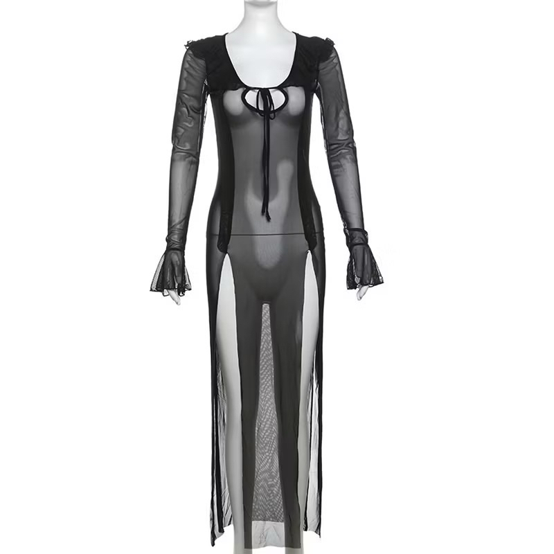 (Sẵn HCM)Set bikini đồ bơi đi biển Đầm lưới ren dáng dài xuyên thấu áo tay dài có loe mềm mỏng MANILLA | BigBuy360 - bigbuy360.vn