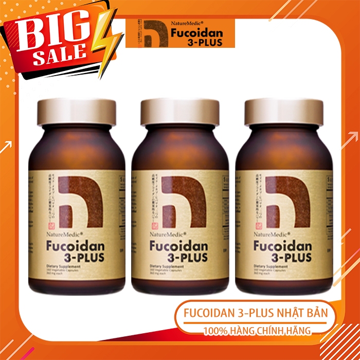 Combo 3 hộp Fucoidan 3 Plus Nhập Khẩu Chính Hãng Nhật Bản - Dùng cho người ung thư. Hộp 160 viên