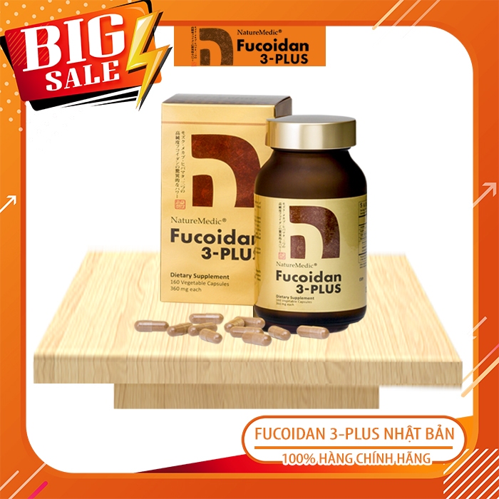 Fucoidan 3 Plus Nhập Khẩu Chính Hãng Nhật Bản - Dùng cho người ung thư. Hộp 160 viên