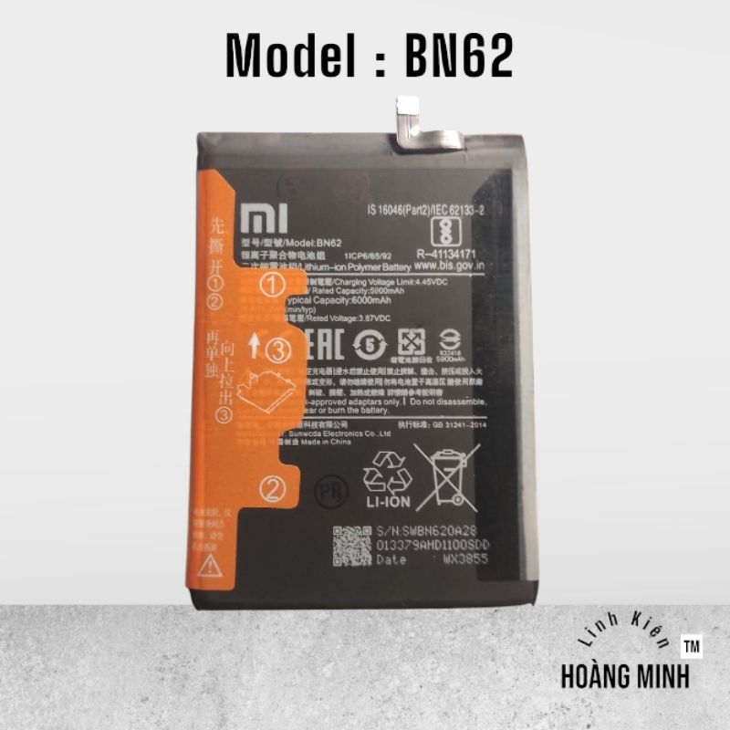 Pin Xm Redmi 9T / Note 9 4G / Poco M3 - BN62 - 6000mAh Đã Qua Sử Dụng [1284]