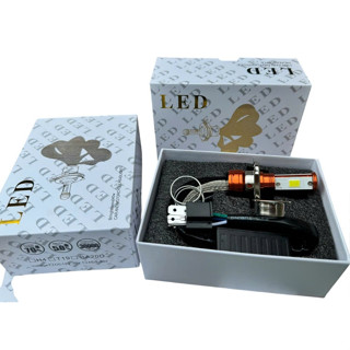 Đèn Led Xe Máy, Bóng LED pha H4-M5 siêu sáng LED 3 tim tản nhiệt đuôi công AC-DC 12v-24v 40w Ánh Sáng Cực Mạnh PTXM-TH