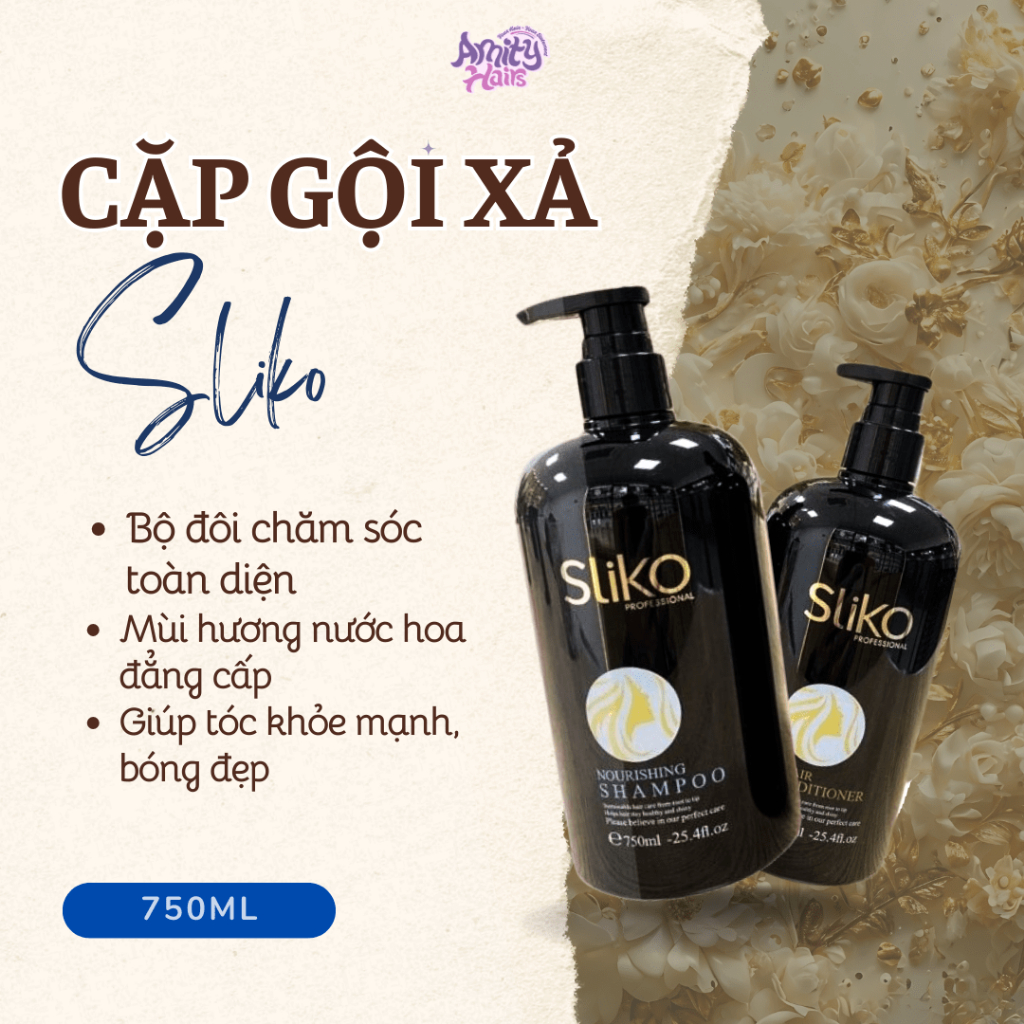 [HOT]Combo Dầu Gội Dầu Xả SLIKO Hương nước hoa 750ml | Amity Hairs | Mềm mượt tức thì Dưỡng tóc khô 