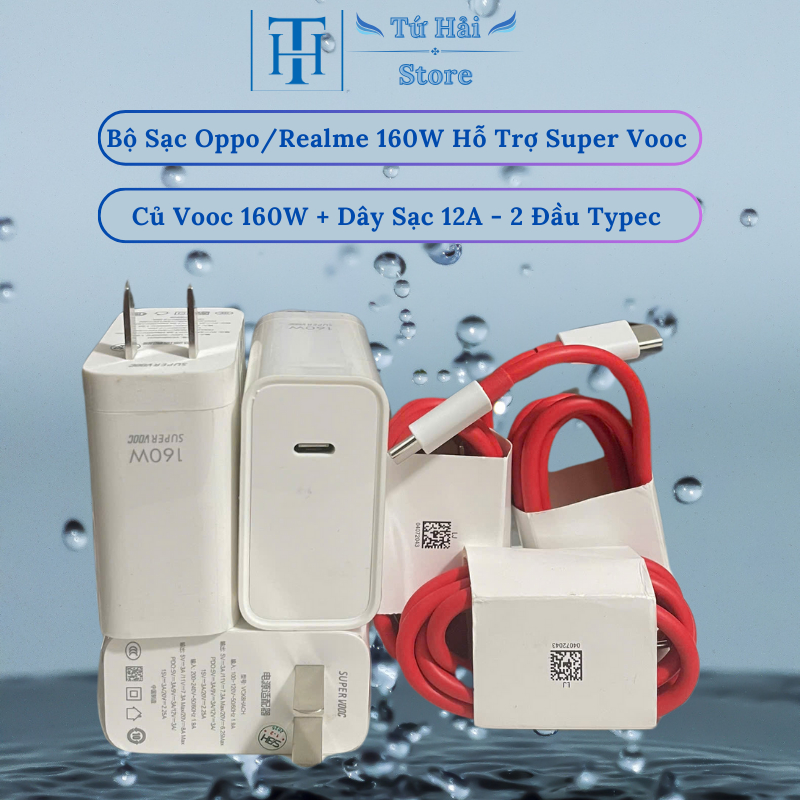 (Cao Cấp) Bộ Sạc Super Vooc 160W Oppo/Realme - Củ Vooc 160W + Cáp Sạc 12A Hỗ Trợ Sạc Siêu Nhanh