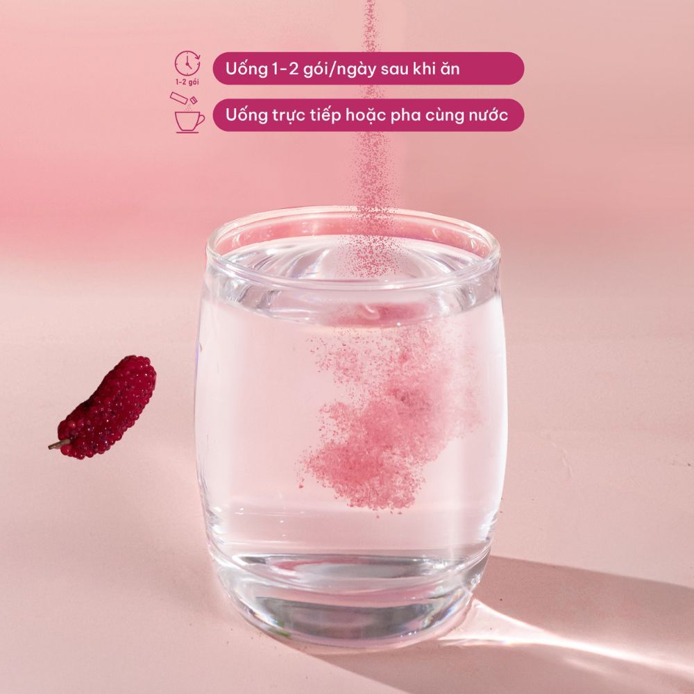 Combo Giảm Rụng Tóc Dâu Tằm & Bột Uống Dâu Tằm - Biotin Kích Thích Mọc Tóc Bảo Vệ Tóc Chắc Khỏe Cỏ Mềm (Hộp 30 gói x 3g)