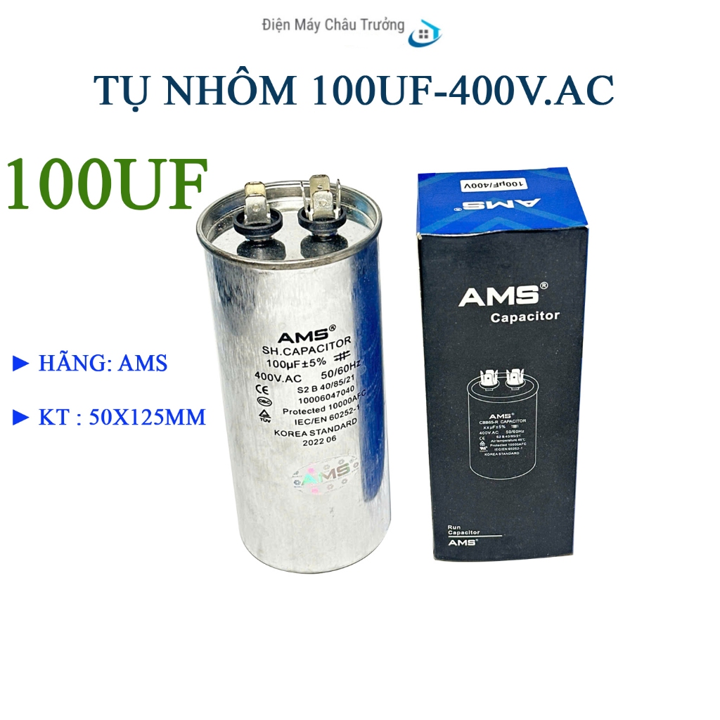 Tụ nhôm 100UF-400VAC - Tụ dầu 100UF hãng AMS