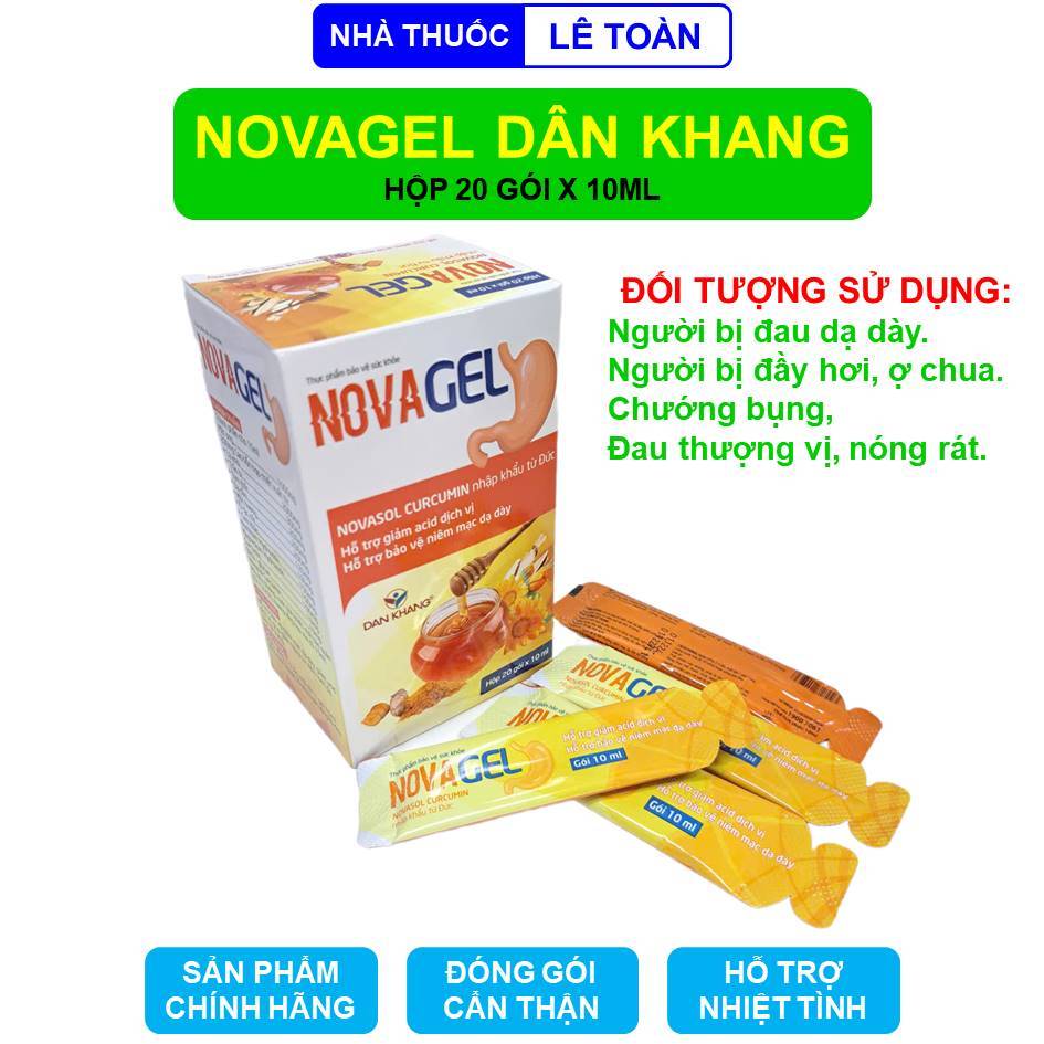 Novagel Dân Khang hộp 20 gói x 10ml hỗ trợ giảm đau dạ dày