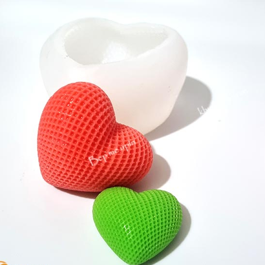 Combo 3 khuôn silicon trái tim lưới