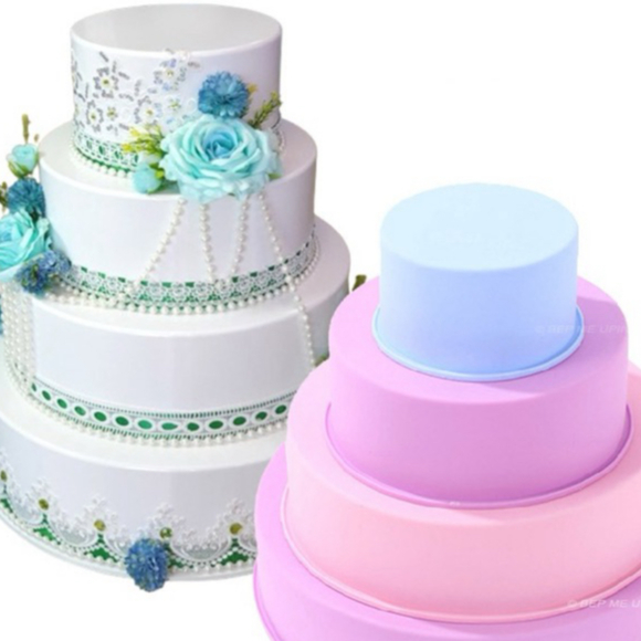 Sét 4 khuôn silicon đổ cốt bánh size 10 15 20 25cm