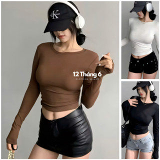 Áo thun dài tay croptop ôm fit body cotton mịn Justdun 12 Tháng Sáu-MA 209