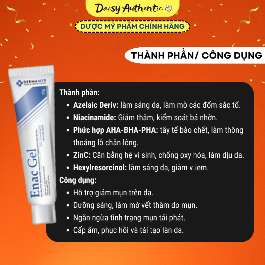 Gel Giảm Mụn Enac Gel 15g Ezanic - Cải thiện mụn, Làm mờ thâm