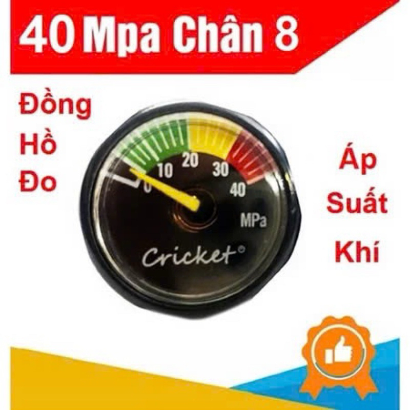 Đồng Hồ Cricket Chân Ren 8mm, 10mm Đồng Hồ Đo Áp Suất Khí Nén