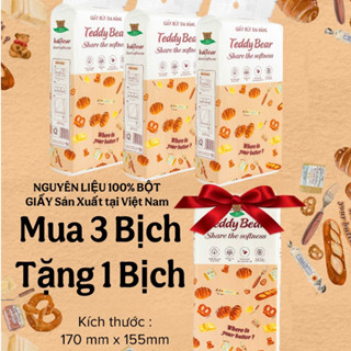 Khăn Giấy Rút Đa Năng Treo Tường TEDDY BEAR Cao Cấp 1280T và 900T 4 Lớp,Giấy Trắng Tự Nhiên Chất Dai Dày Dặn