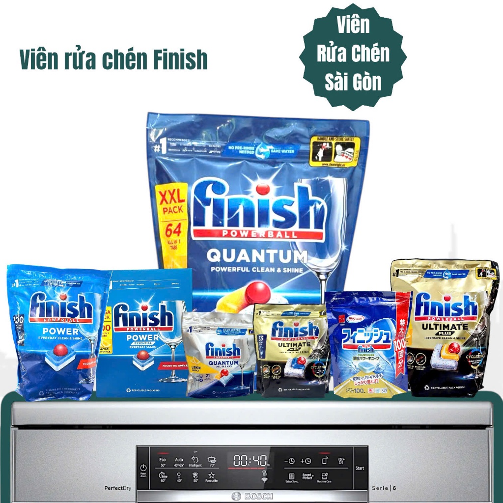 Viên rửa chén bát Finish - có tem phụ, nhập khẩu chính hãng