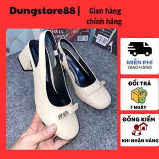  Giày cao gót nữ thời trang công sở cao cấp 5p 7p DUNGSTORE88 hai màu đen và kem mũi vuông 