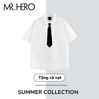 [TẶNG CÀ VẠT] Áo sơ mi nam cộc tay vải lụa cotton nhẹ ít nhăn M.RO SMC21 form fit phong cách Hàn Quốc Mrherovn