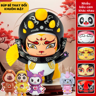 Đồ chơi búp bê thay đổi khuôn mặt sáng tạo, panda, shin, labubu, kuromi, hellokity, Kabybara xoay mặt