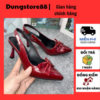  Giày cao gót nữ thời trang công sở cao cấp 7p DUNGSTORE88 ba màu đen kem và đỏ đô 
