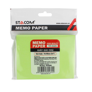 Giấy note nhiều màu, kích thước 76*100mm, keo siêu dính | Stacom M76100