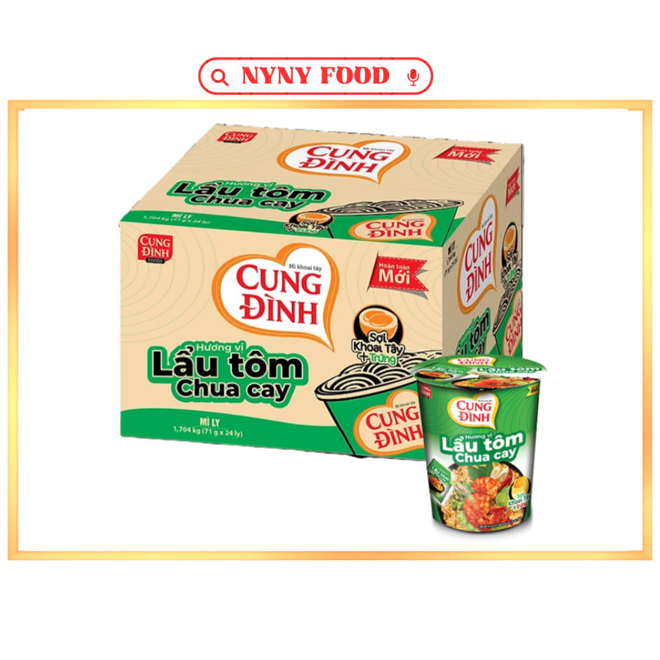  Thùng 24 ly Mì Cung Đình vị lẩu tôm chua cay - 71gr ly 