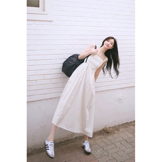  Váy babydoll hai dây dáng xoè dài có túi vải thô mềm phong cách tiểu thư vintage A27 