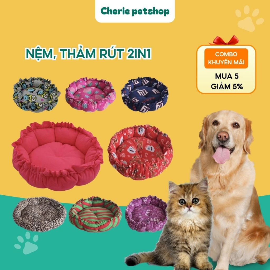 Nệm / thảm rút 2in1 cho chó mèo (Lưu ý Kích thước trên bài là kích thước chưa rút)