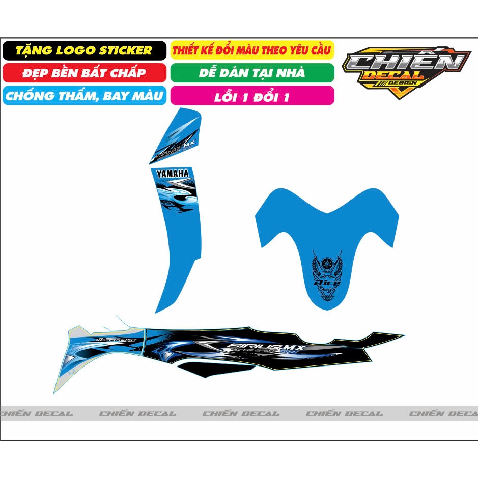 TEM RỜI XE SIRIUS 110CC MẪU MX XANH ĐEN