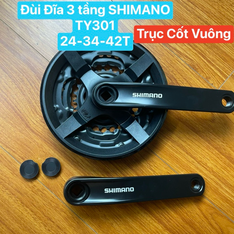 Đùi đĩa XE ĐẠP SHIMANO TOURNEY FC-TY301 170FC có chắn đĩa BỘ ĐÙI ĐĨA 3 TẦNG 42-34-24T mã TY301 CRANK