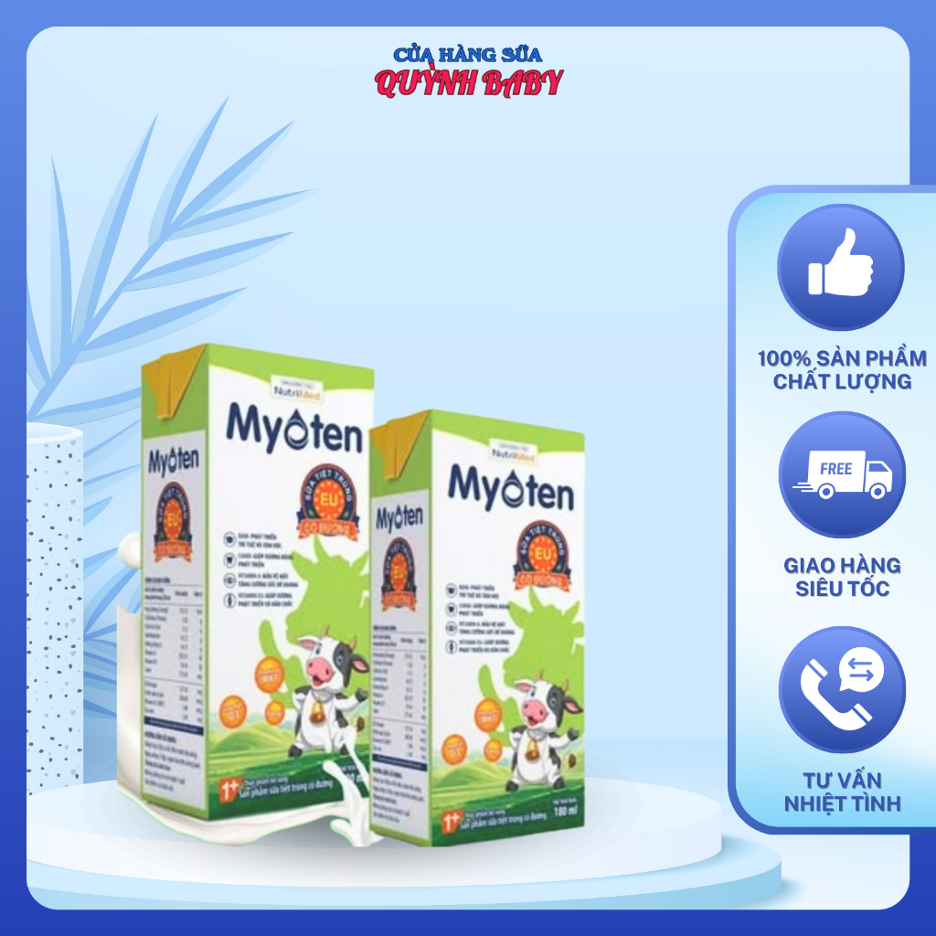 Thùng 48 Hộp Sữa Tươi Tiệt Trùng MYOTEN Ít Đường Hộp 110ML & 180ML - Phát Triển Chiều Cao và Trí Tuệ