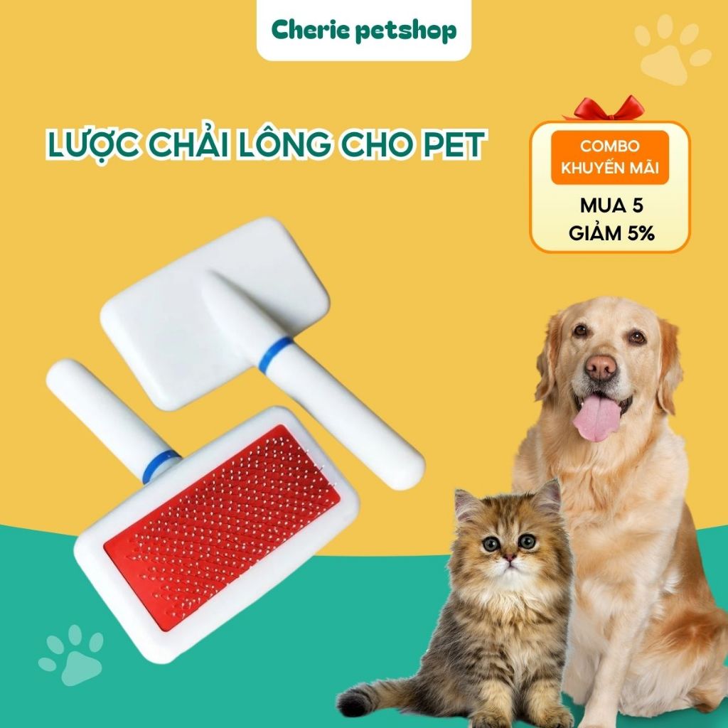 Lược Chải Lông Cho Chó Mèo, Lược Đánh Bông Lông Massage Cho Chó Mèo Cherie Petshop