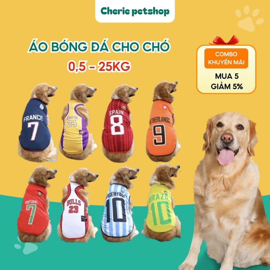 Áo Thể Thao Đá Bóng Đá Banh Cho Chó Mèo Thoáng Mát Mùa Hè Có Size Lớn 0,5kg - 65kg Cherie Petshop