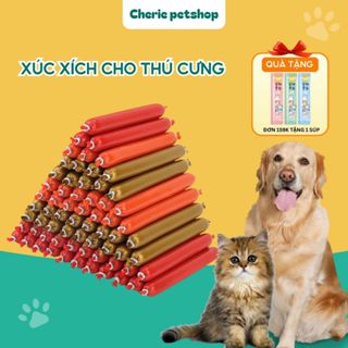 Combo 50-100-200 cây Xúc Xích Cho Chó Mèo Nhiều Vị, Thức Ăn Cho Thú Cưng Bổ Sung Dinh Dưỡng 15g Cherie Petshop