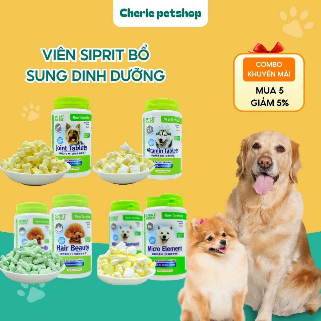 Combo 20-30-50-80 Viên SIPRIT bổ sung dinh dưỡng cho chó, bổ sung Canxi, đẹp lông da cho chó Cherie Pet