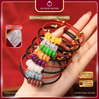 Vòng tay đá phong thủy Ngũ điếu tự nhiên Duyson Silver, Lắc tay phong thủy PHÚC LỘC THỌ TÀI HỶ LTPT1
