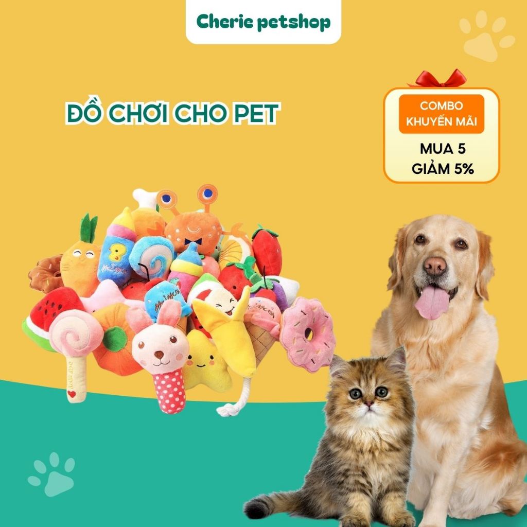 Đồ Chơi Gấu Bông Cho Chó Mèo, Đồ Chơi Nhồi Bông Cho Thú Cưng Cherie Petshop