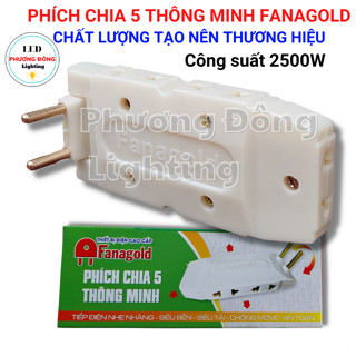 Phích cắm điện đa năng 5 chia chịu tải 2500w Loại Tốt Thương hiệu Fanagold